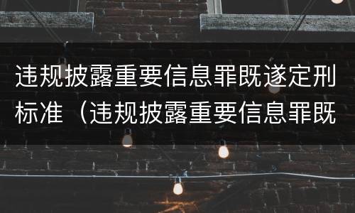 违规披露重要信息罪既遂定刑标准（违规披露重要信息罪既遂定刑标准）