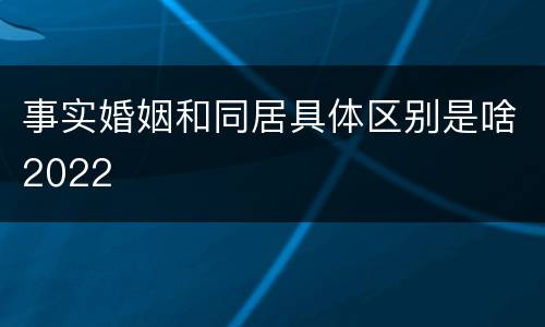 事实婚姻和同居具体区别是啥2022