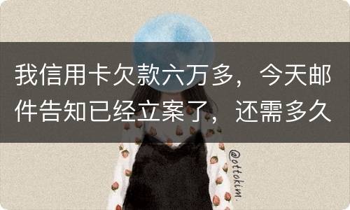 我信用卡欠款六万多，今天邮件告知已经立案了，还需多久会被抓走？我年底才能还清钱