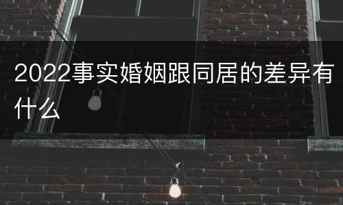 2022事实婚姻跟同居的差异有什么