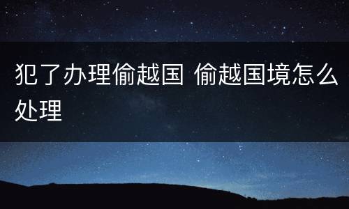 犯了办理偷越国 偷越国境怎么处理