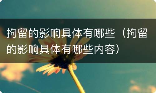拘留的影响具体有哪些（拘留的影响具体有哪些内容）