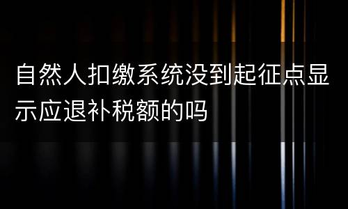 自然人扣缴系统没到起征点显示应退补税额的吗