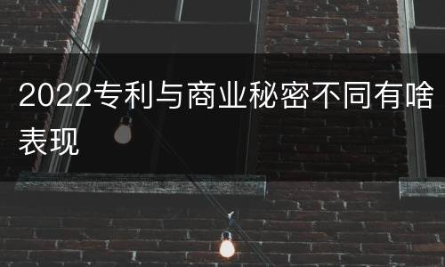 2022专利与商业秘密不同有啥表现