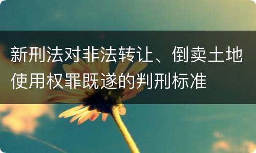新刑法对非法转让、倒卖土地使用权罪既遂的判刑标准