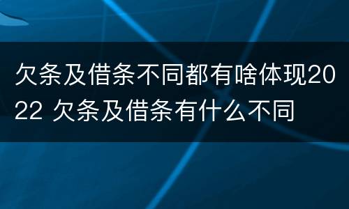 欠条及借条不同都有啥体现2022 欠条及借条有什么不同