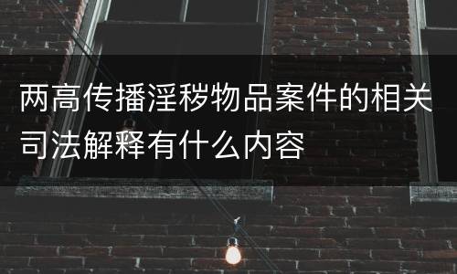 两高传播淫秽物品案件的相关司法解释有什么内容