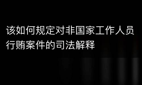 该如何规定对非国家工作人员行贿案件的司法解释