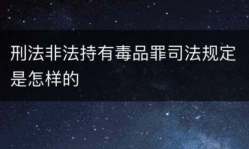 刑法非法持有毒品罪司法规定是怎样的
