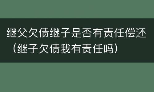 继父欠债继子是否有责任偿还（继子欠债我有责任吗）