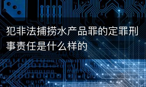 犯非法捕捞水产品罪的定罪刑事责任是什么样的