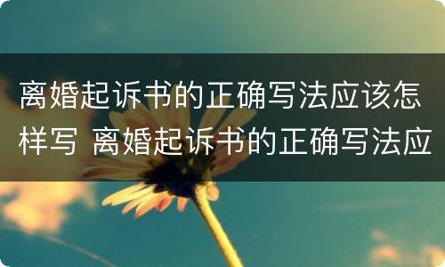 离婚起诉书的正确写法应该怎样写 离婚起诉书的正确写法应该怎样写呢