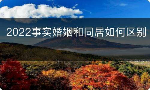 2022事实婚姻和同居如何区别