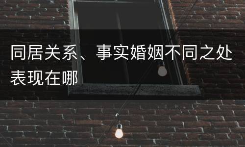 同居关系、事实婚姻不同之处表现在哪