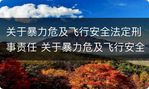 关于暴力危及飞行安全法定刑事责任 关于暴力危及飞行安全法定刑事责任的案例