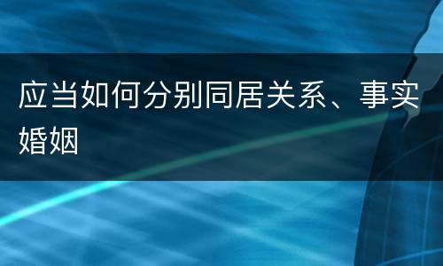 应当如何分别同居关系、事实婚姻