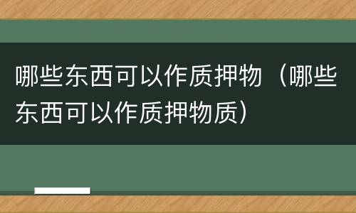哪些东西可以作质押物（哪些东西可以作质押物质）