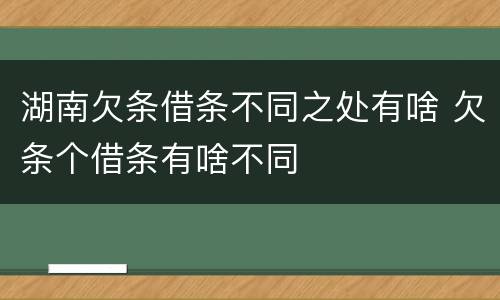 湖南欠条借条不同之处有啥 欠条个借条有啥不同