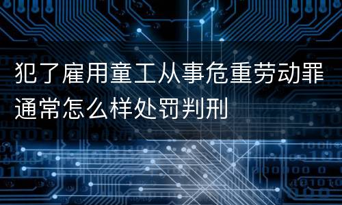 犯了雇用童工从事危重劳动罪通常怎么样处罚判刑