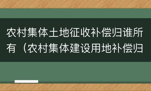 农村集体土地征收补偿归谁所有（农村集体建设用地补偿归谁所有）