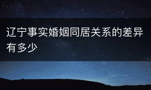辽宁事实婚姻同居关系的差异有多少