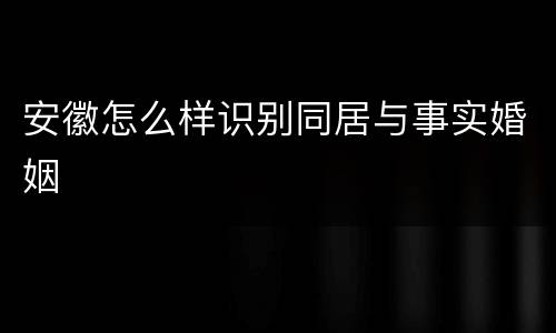 安徽怎么样识别同居与事实婚姻