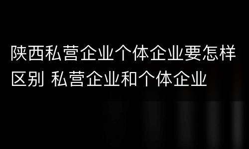 陕西私营企业个体企业要怎样区别 私营企业和个体企业