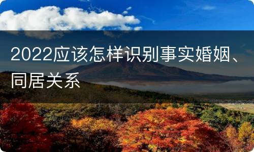 2022应该怎样识别事实婚姻、同居关系