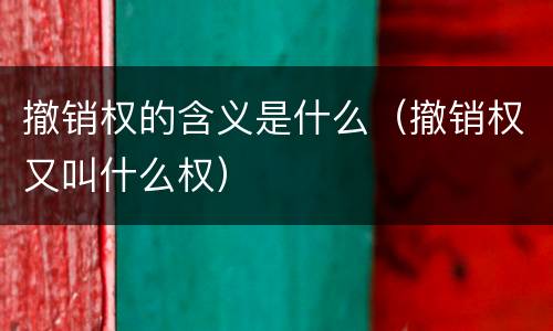 撤销权的含义是什么（撤销权又叫什么权）