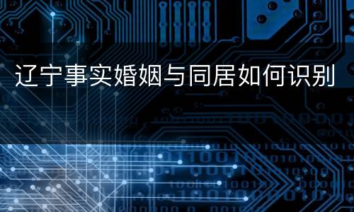 辽宁事实婚姻与同居如何识别
