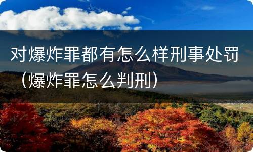 对爆炸罪都有怎么样刑事处罚（爆炸罪怎么判刑）