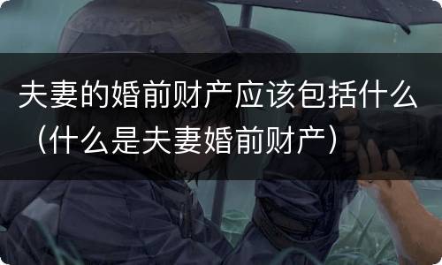 夫妻的婚前财产应该包括什么（什么是夫妻婚前财产）