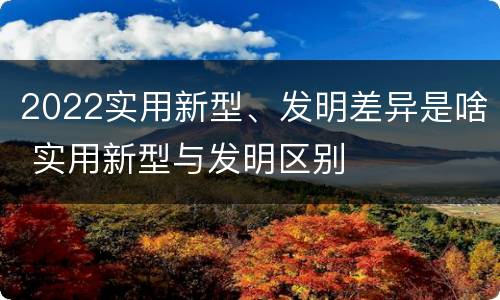 2022实用新型、发明差异是啥 实用新型与发明区别