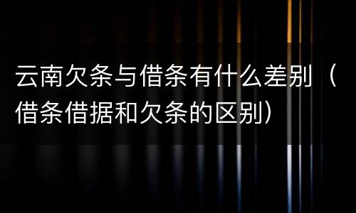 云南欠条与借条有什么差别（借条借据和欠条的区别）