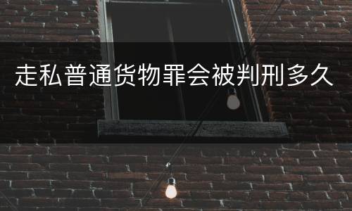 走私普通货物罪会被判刑多久