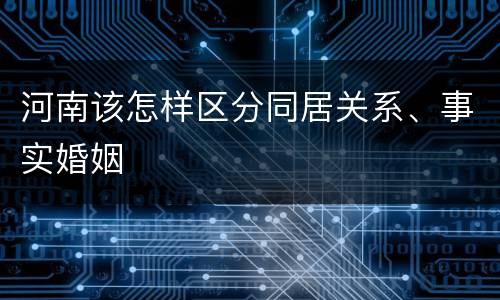 河南该怎样区分同居关系、事实婚姻