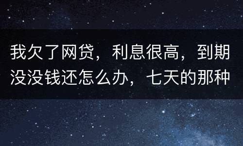 我欠了网贷，利息很高，到期没没钱还怎么办，七天的那种