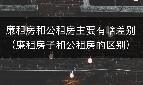 廉租房和公租房主要有啥差别（廉租房子和公租房的区别）