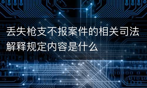 丢失枪支不报案件的相关司法解释规定内容是什么