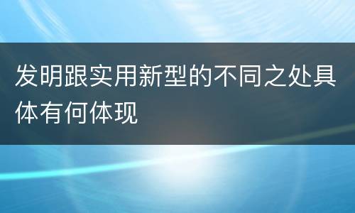 发明跟实用新型的不同之处具体有何体现