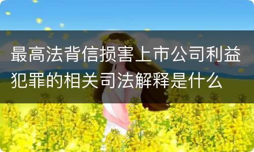 最高法背信损害上市公司利益犯罪的相关司法解释是什么