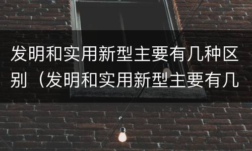 发明和实用新型主要有几种区别（发明和实用新型主要有几种区别是什么）