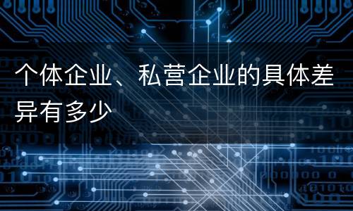 个体企业、私营企业的具体差异有多少