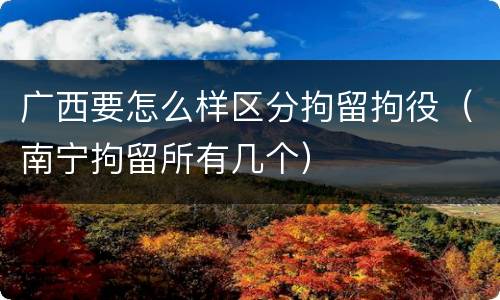 广西要怎么样区分拘留拘役（南宁拘留所有几个）