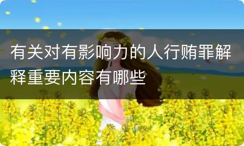 有关对有影响力的人行贿罪解释重要内容有哪些