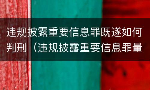 违规披露重要信息罪既遂如何判刑（违规披露重要信息罪量刑）