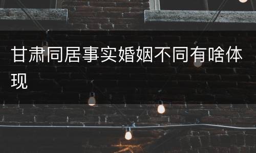 甘肃同居事实婚姻不同有啥体现