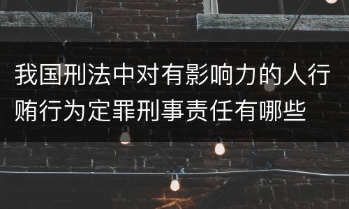 我国刑法中对有影响力的人行贿行为定罪刑事责任有哪些