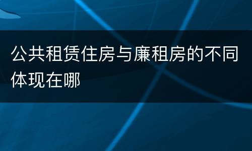 公共租赁住房与廉租房的不同体现在哪