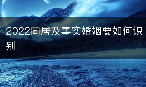 2022同居及事实婚姻要如何识别